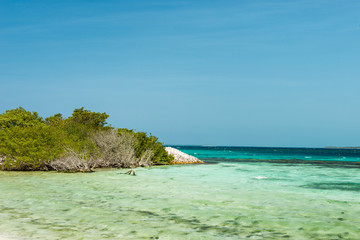 Paradise island and turquoise waters at the Caribbean. Los Roques National Park, Venezuela