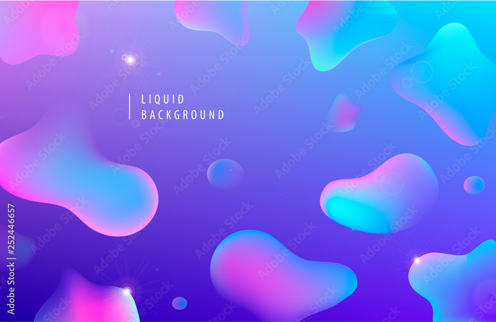 Poster vector abstract liquid flow background. fluid gradient 3d shapes composition. futuristic design post