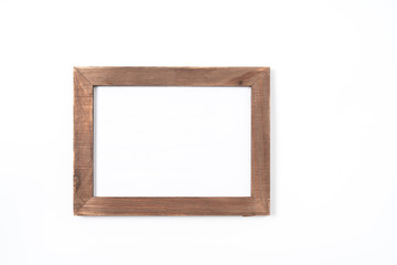 Wood frame or photo frame isolated on the white background. Object with clipping path