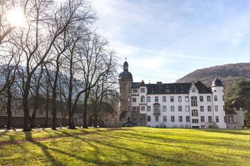 Fototapeta na wymiar castle namedy near the rhine river germany