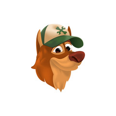 Happy cartoon dog, Portrait of cute little dog. Dog friend. Vector illustration. 