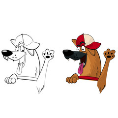 Happy cartoon dog, Portrait of cute little dog. Dog friend. Vector illustration. 