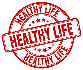healthy life red grunge round vintage rubber stamp