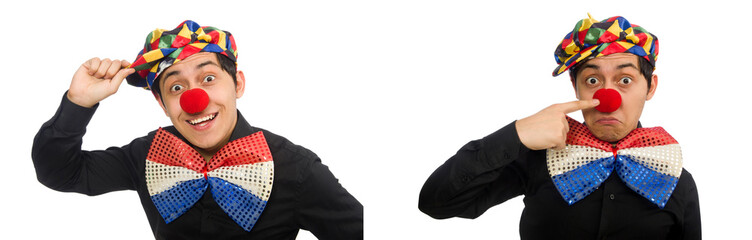 Funny clown isolated on white background