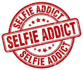 selfie addict red grunge stamp