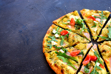Sliced pizza close up