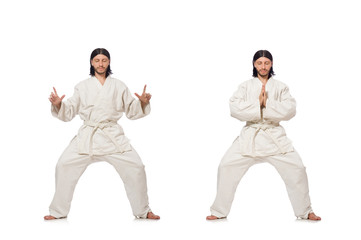 Karate fighter isolated on white