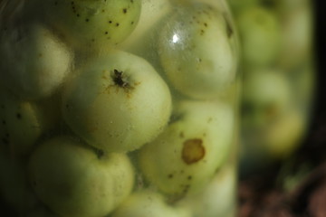 closeup of marinated apples