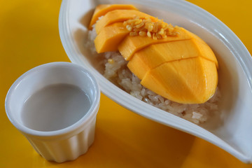 Mango sticky rice with coconut milk