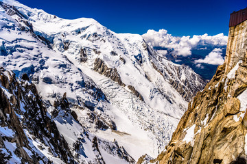 Snowy mountains Chamonix, Mont Blanc, Haute-Savoie, Alps, France