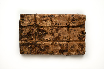 spoiled chocolate,isolated,brown