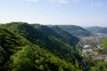 swabian alb forest mountain and town
