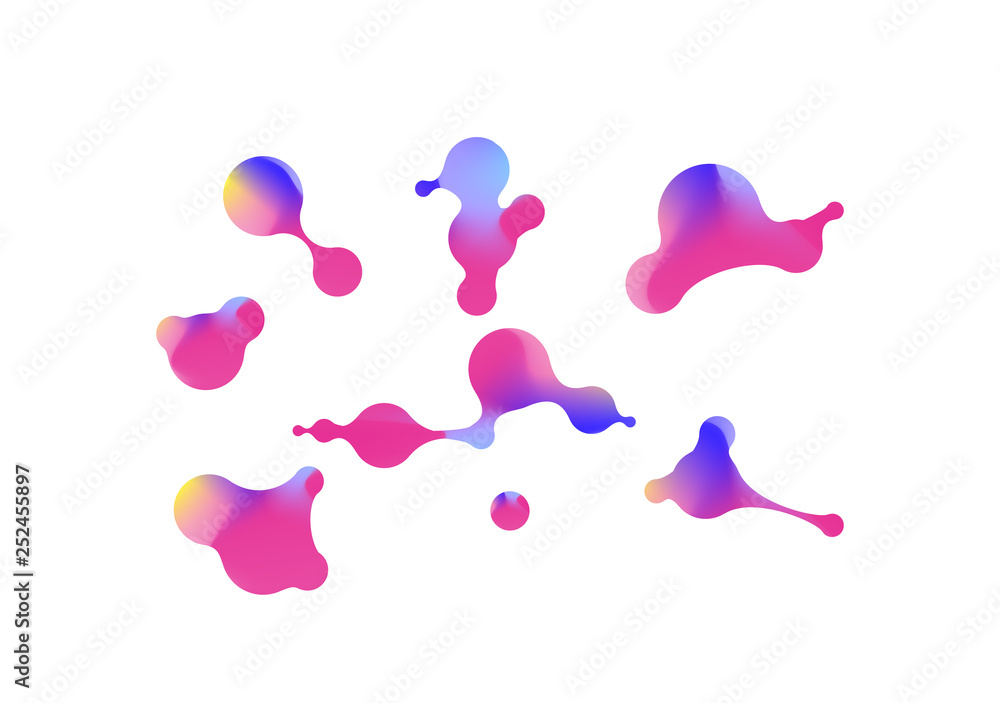 Poster template of fluid organic shapes. abstract liquid gradient shapes. set of abstract modern graphic el