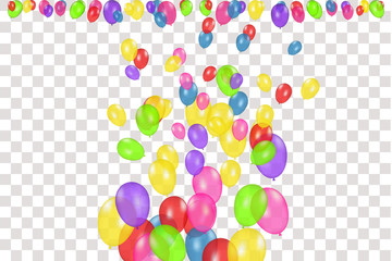 Color composition of vector realistic balloons isolated on transparent background. Balloons isolated. For Birthday greeting cards or other designs