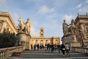 Fototapeta na wymiar Roma, le statue di piazza del Campidoglio