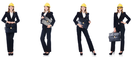 Obraz premium Female architect with bag isolated in white
