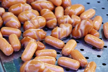 Fried sausage is delicious at street food