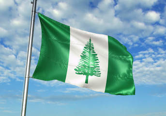 Norfolk Island flag waving sky background 3D illustration