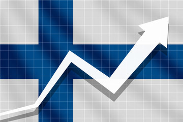 Arrow growth up on the background of the flag Finland, economy concept
