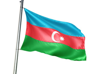 Fototapeta na wymiar Azerbaijan flag waving isolated white background 3D illustration