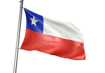 Chile flag waving isolated white background 3D illustration