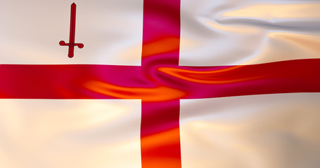 Obraz premium London flag in the wind . 3d illustration