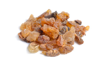 Myrrh gum resin isolated on white background