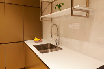 modern kitchen with white worktop