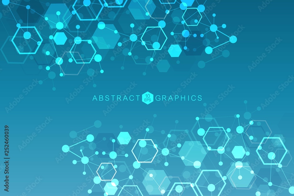 Poster modern futuristic background of the scientific hexagonal pattern. virtual abstract background with p
