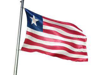 Obraz premium Liberia flag waving isolated white background 3D illustration
