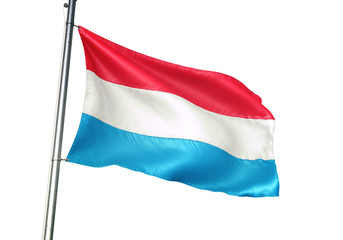 Fototapeta na wymiar Luxembourg flag waving isolated white background 3D illustration