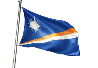 Marshall Islands flag waving isolated white background 3D illustration