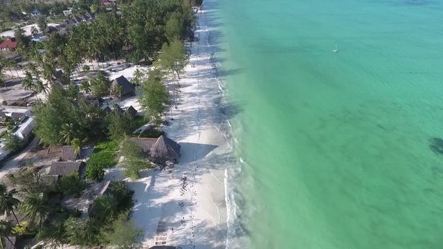 Paradise island Zanzibar Paje beach white sand aerial view