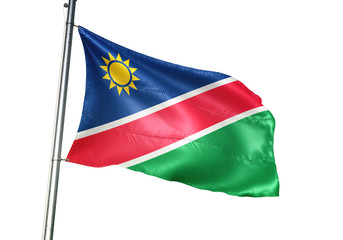 Namibia flag waving isolated white background 3D illustration