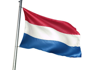 Fototapeta na wymiar Netherlands flag waving isolated white background 3D illustration