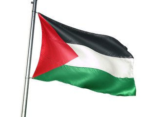 Fototapeta na wymiar Palestine flag waving isolated white background 3D illustration