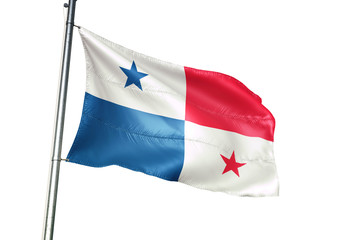 Panama flag waving isolated white background 3D illustration