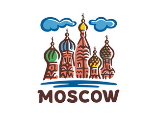 Vector logo of the city of Moscow. Vector template of St. Basil's Cathedral.