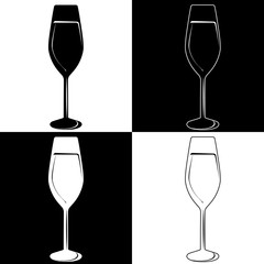 black and white sketch of glass wine glass   