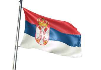 Serbia flag waving isolated white background 3D illustration