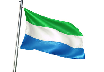 Sierra Leone flag waving isolated white background 3D illustration