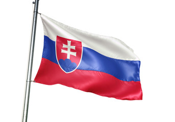 Slovakia flag waving isolated white background 3D illustration