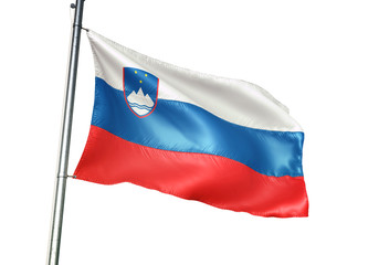 Slovenia flag waving isolated white background 3D illustration