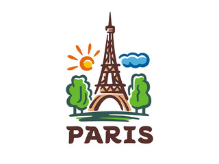 Vector logo of Paris. Vector illustration of the Eiffel tower.