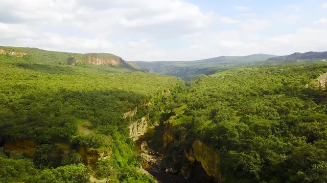 Aerial of Rift Valley in Hell's Gate National Park, Kenya, Africa.