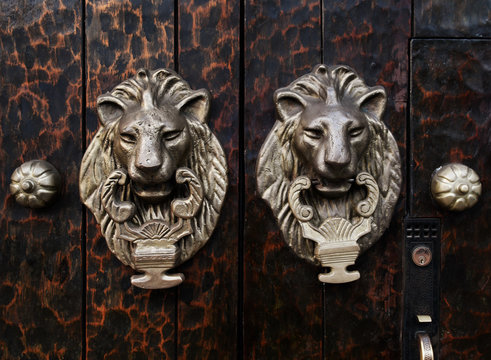 Antique Lion door knockers