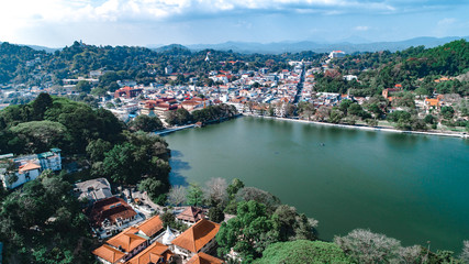 panorama areal on view point in Kandy city in sri lanka - obrazy, fototapety, plakaty