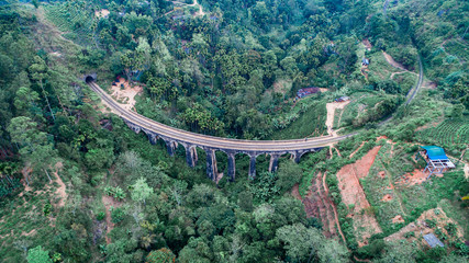 Fototapeta premium The way from Ella to the Nine Arches Demodara Bridge Sri Lanka