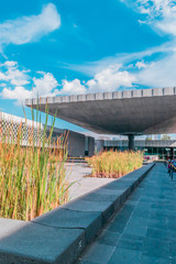 Vanishing point view of the main  yard in the antropology museum in Mexico