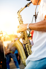 jazz musician playing the saxophone 